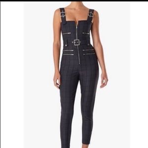 We Wore What Plaid Moro Overalls Size Small Navy & Black